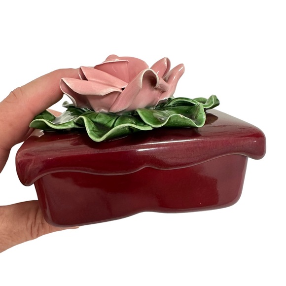 Vintage Ceramic Rose Trinket Box - Picture 6 of 9
